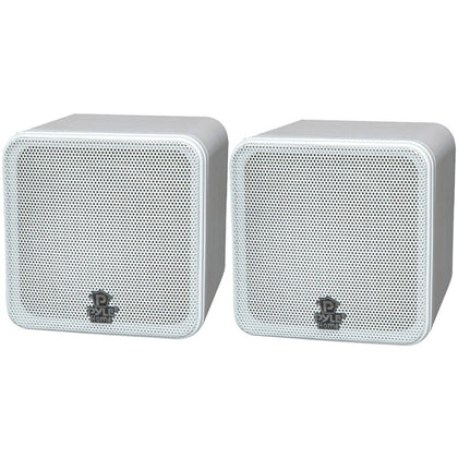 Pyle Home 4" 200-watt Mini-cube Bookshelf Speakers (white)