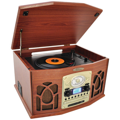 Pyle Home Bluetooth Retro Vintage Classic Style Turntable Vinyl Record Player With Vinyl-to-mp3 Recording (wood)