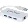 Manhattan 3-port Usb 3.0 Hub With Gigabit Ethernet Adapter