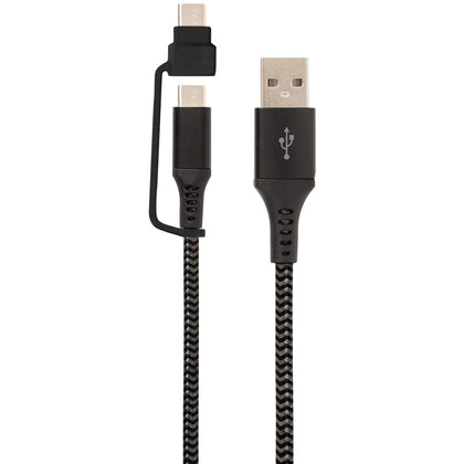 Helix Usb-a To Usb-c Cable With Micro Usb Adapter 10ft