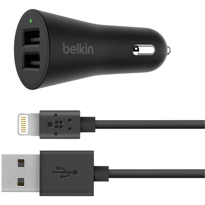 Belkin Boost?up 2-port Car Charger With Mixit? 4ft Usb-a To Lightning Connector Cable