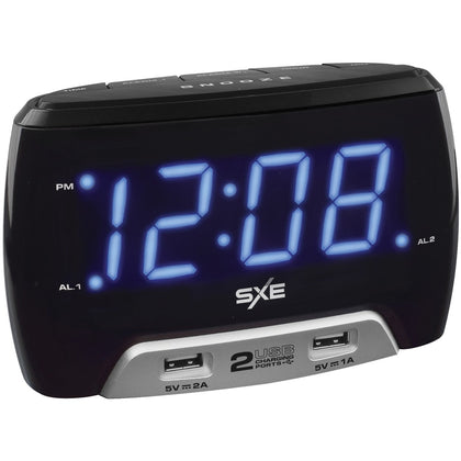 Sxe Digital Alarm Clock With 2 Usb Fast-charging Ports